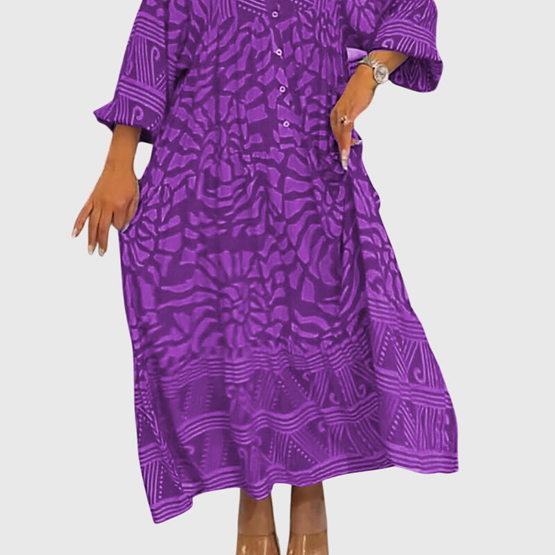 V-Neck Relaxed Fit Maxi Dress – Breathable Fabric & Flattering Silhouette
