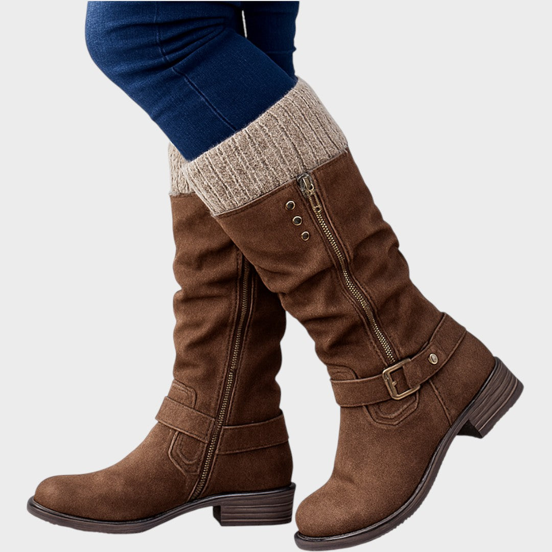 Cozy Knit-Detail Long Winter Boots – Warmth and Style