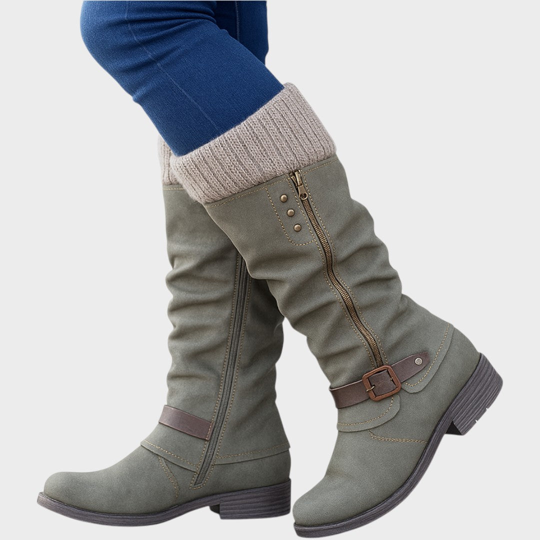 Cozy Knit-Detail Long Winter Boots – Warmth and Style