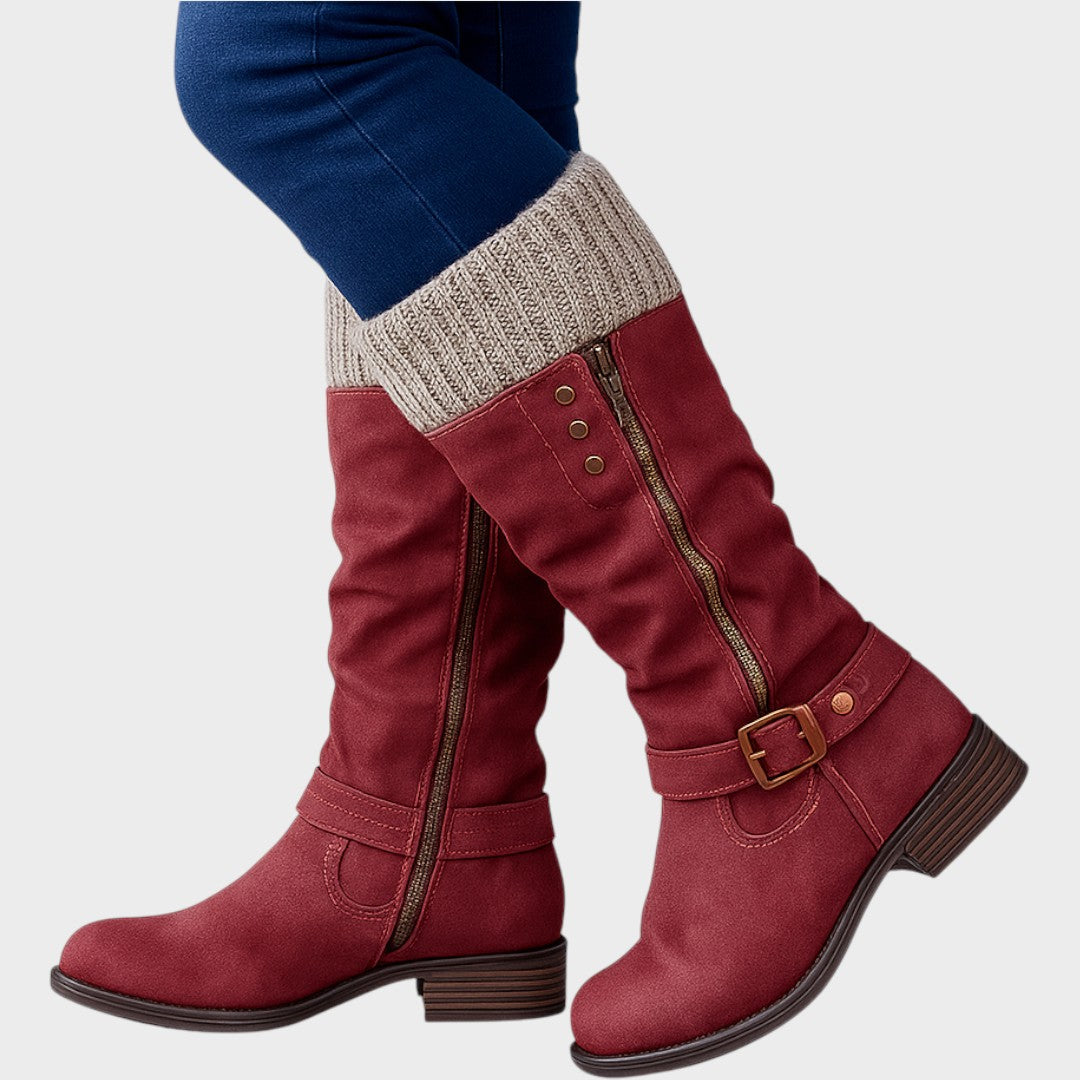 Cozy Knit-Detail Long Winter Boots – Warmth and Style