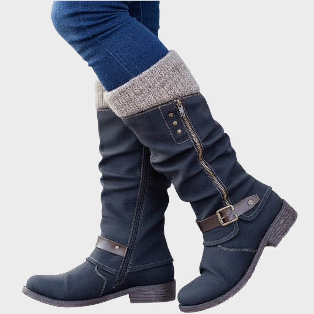 Cozy Knit-Detail Long Winter Boots – Warmth and Style
