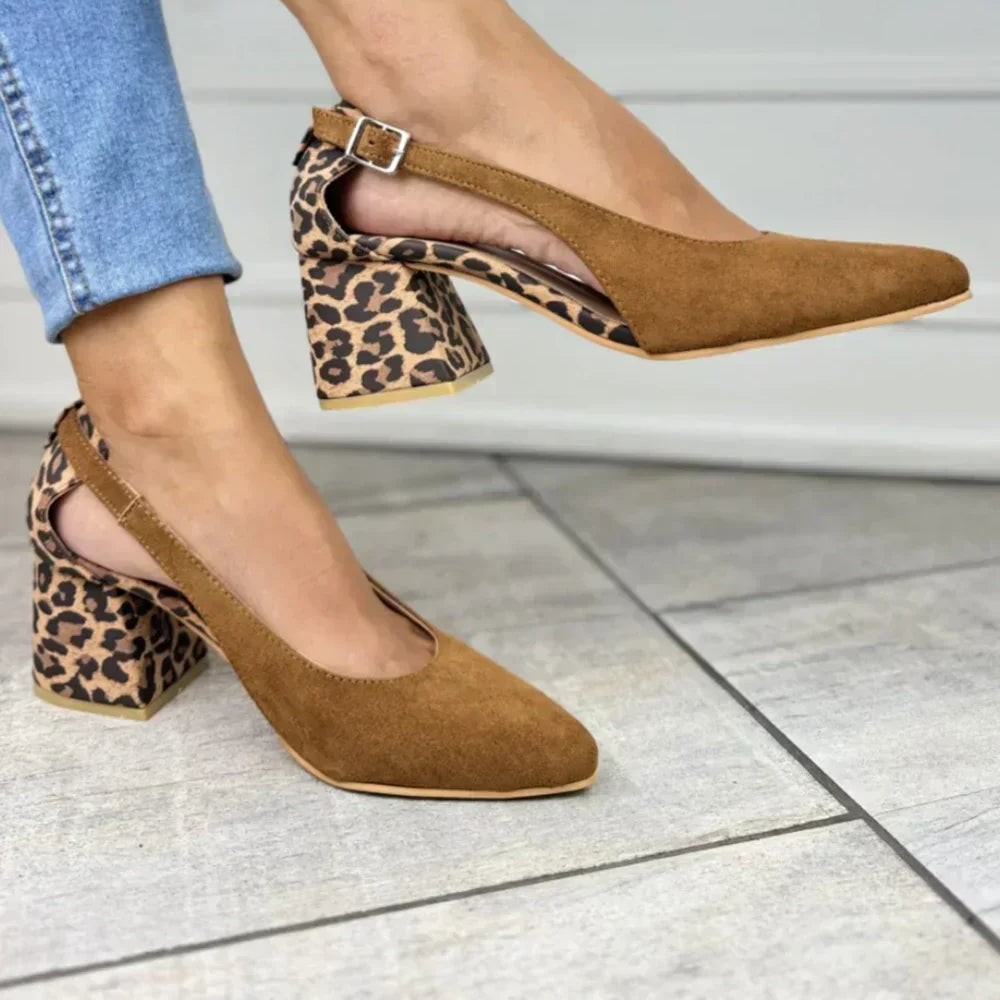 LEOPARD PRINT HEEL SLINGBACKS