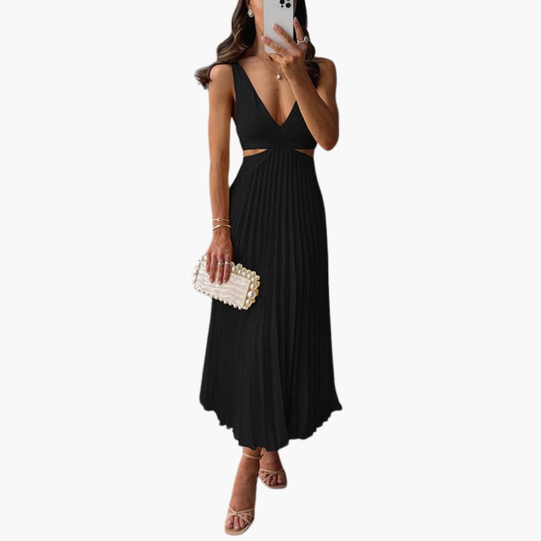 Elegant Pleated Neckline Dress