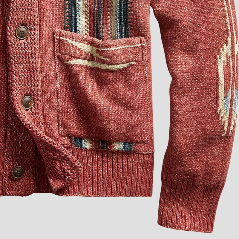 Timeless men Gebreide Adrian Vintage Jacquard Lapel Knit Cardigan Timeless Style, Cozy Comfort Vintage