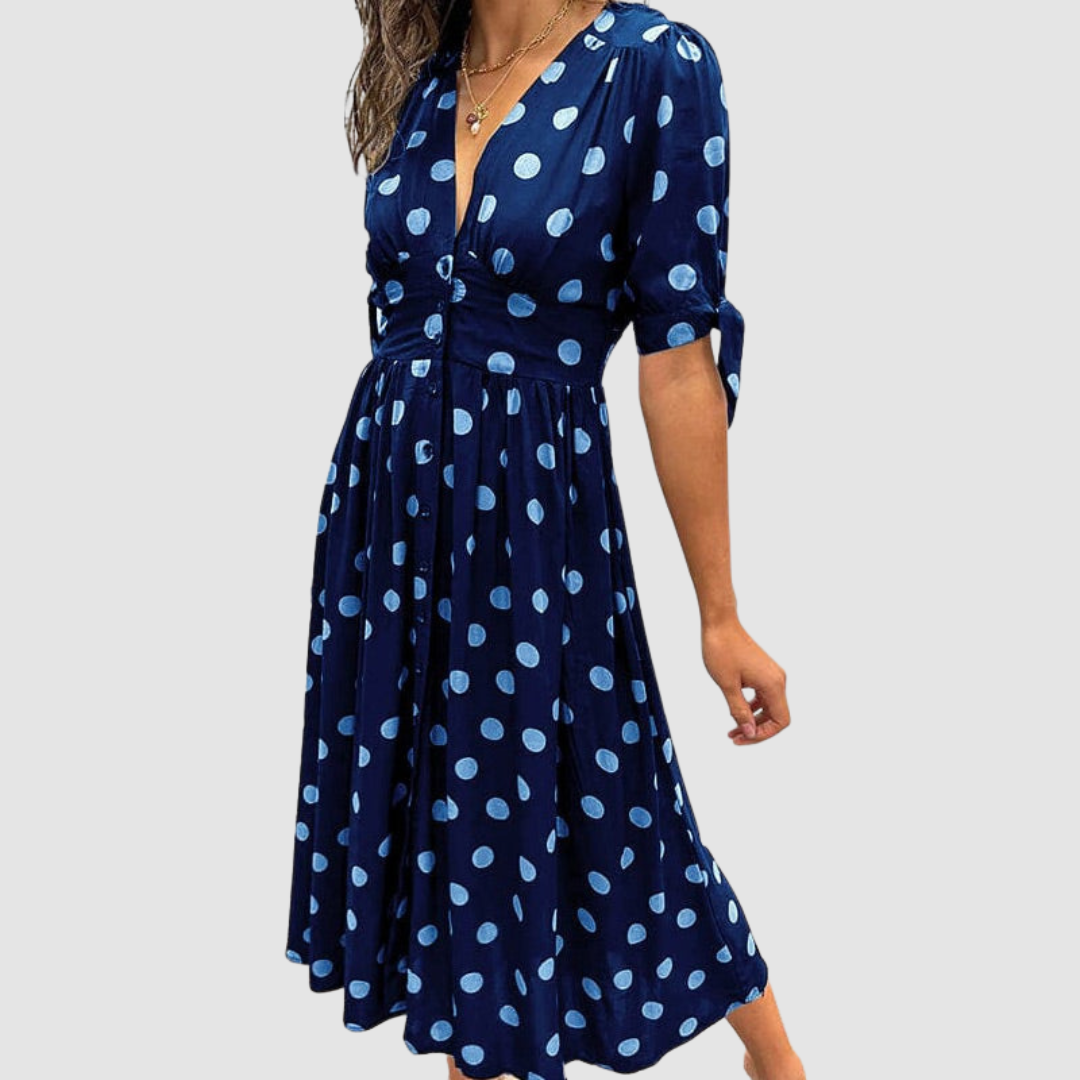 Sophisticated Polka Dot Dress - Timeless Elegance