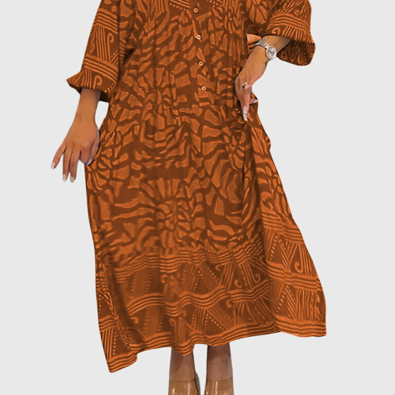 V-Neck Relaxed Fit Maxi Dress – Breathable Fabric & Flattering Silhouette