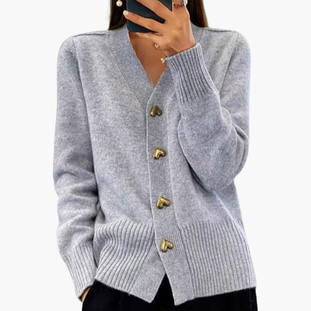 Sophisticated Cardigan with Heart-Shaped Buttons