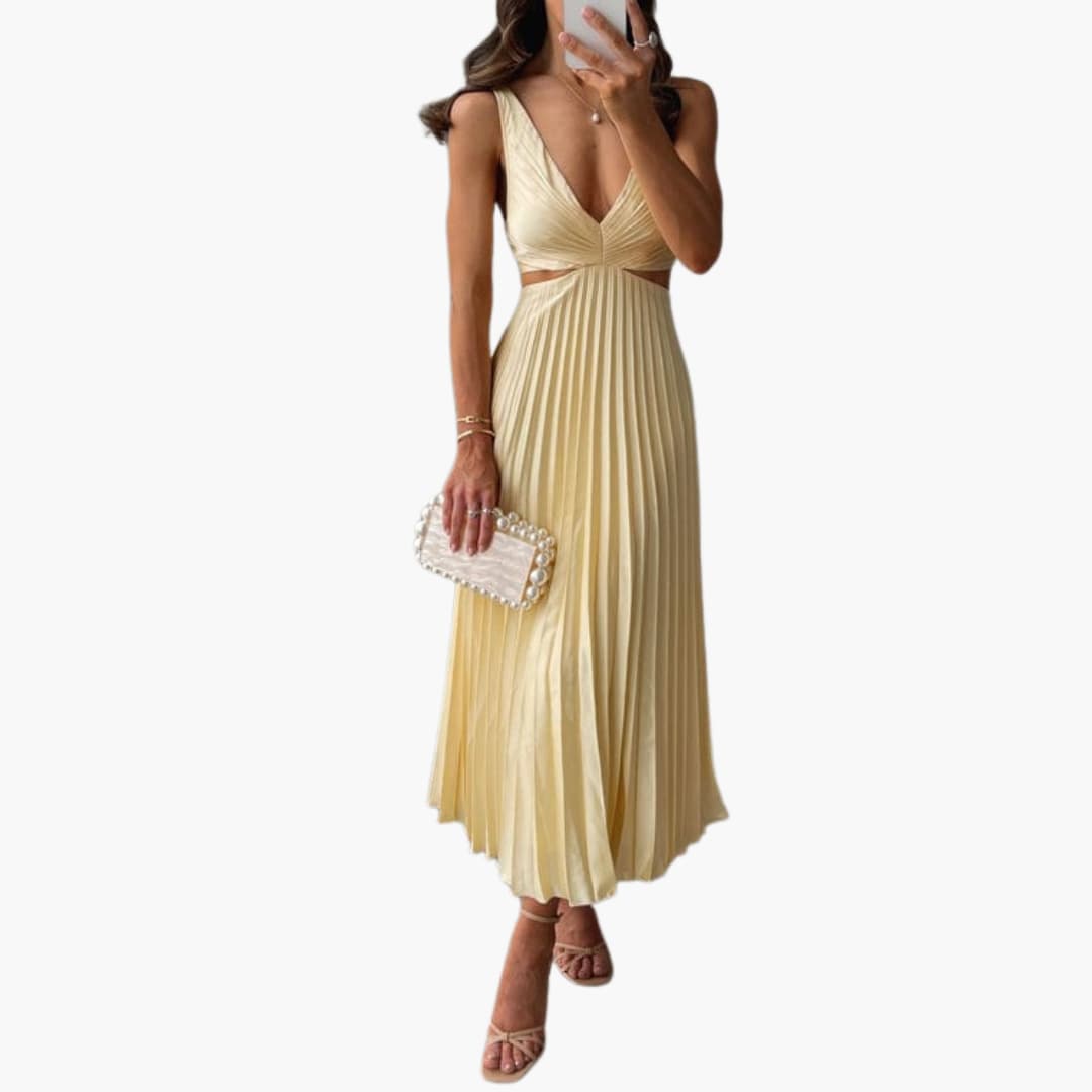 Elegant Pleated Neckline Dress