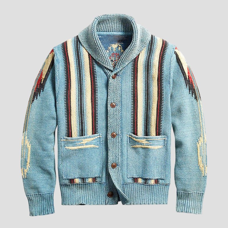 men Gebreide Adrian Vintage Jacquard Lapel Knit Cardigan Timeless Style, Cozy Comfort Vintage