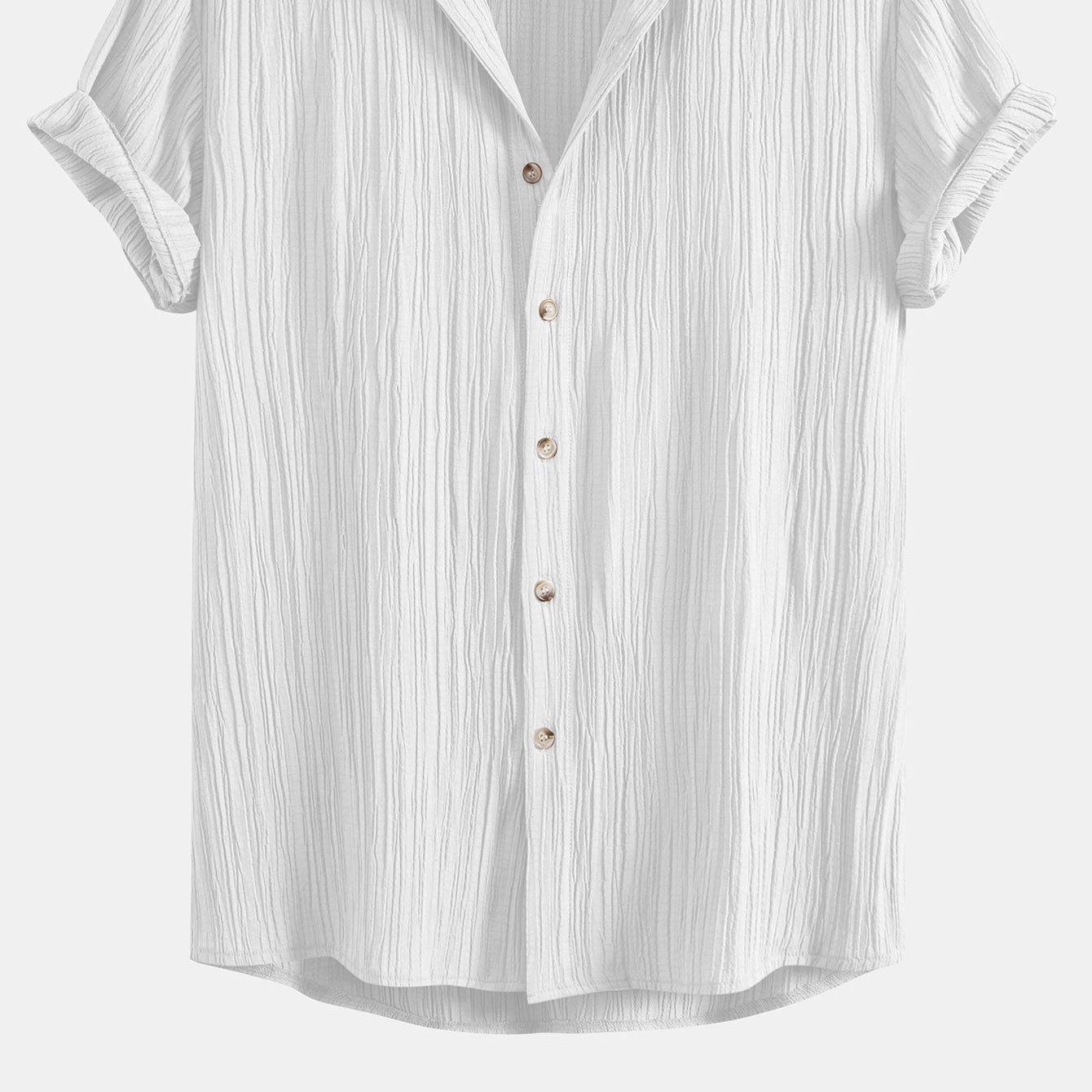 Crinkled-Textured Button-Up Shirt