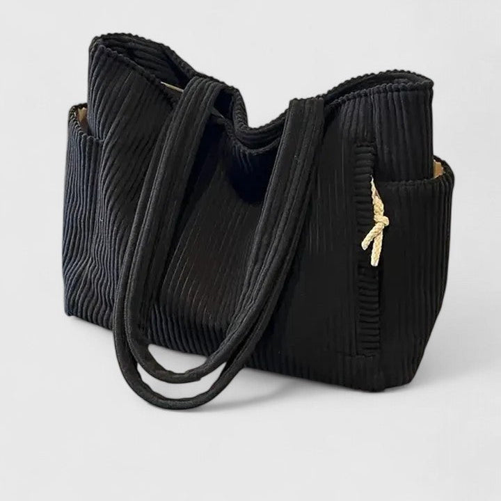 Liorane Luxurious Ribbed Tote Bag with Cord Detailing