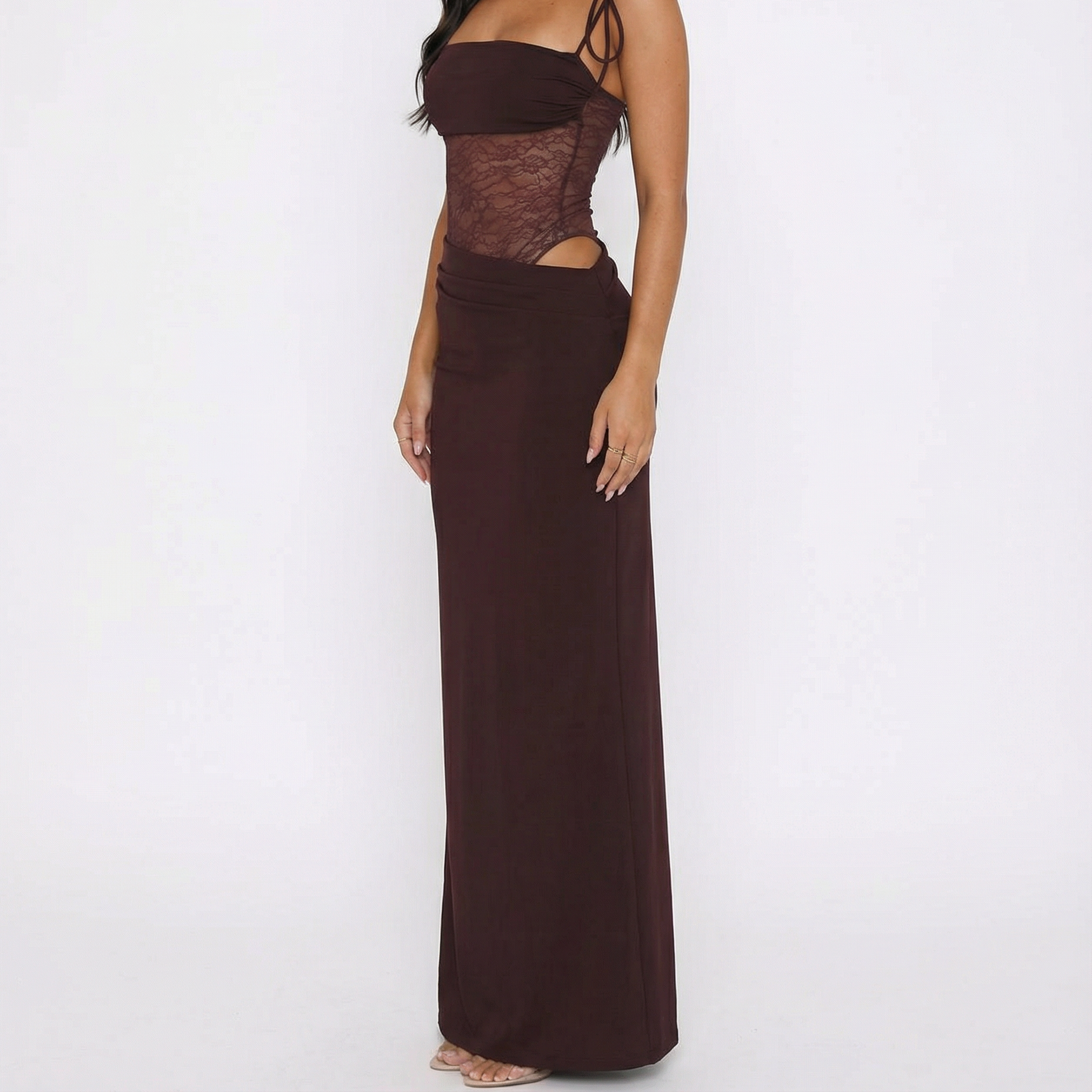 Lace Panel Maxi Dress