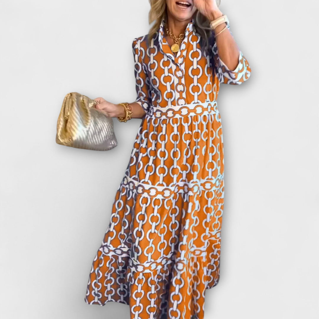 Chain-Print Midi Dress