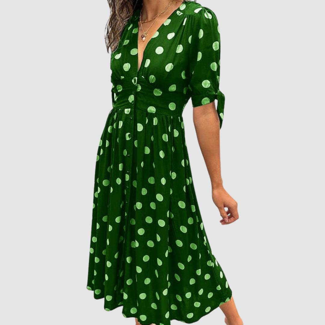 Sophisticated Polka Dot Dress - Timeless Elegance