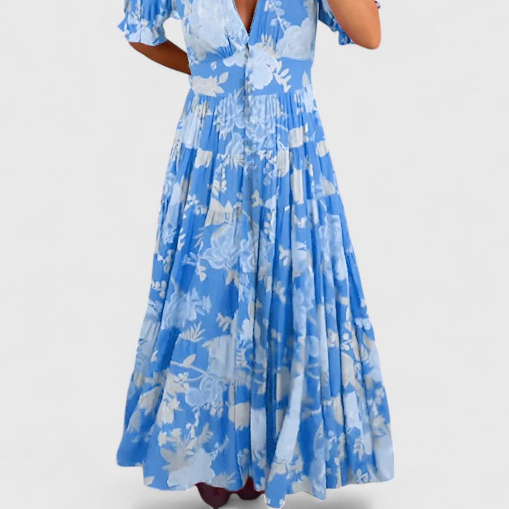 Minelda | Sophisticated Floral V-Neck Dress