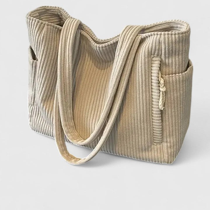 Liorane Luxurious Ribbed Tote Bag with Cord Detailing