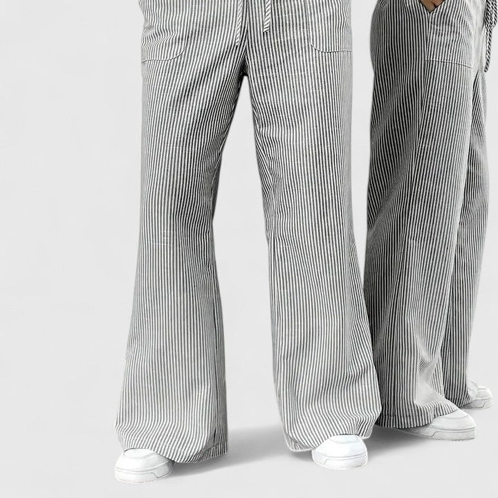 Chic, Wide-Leg Breathable Pants with Elegant Details