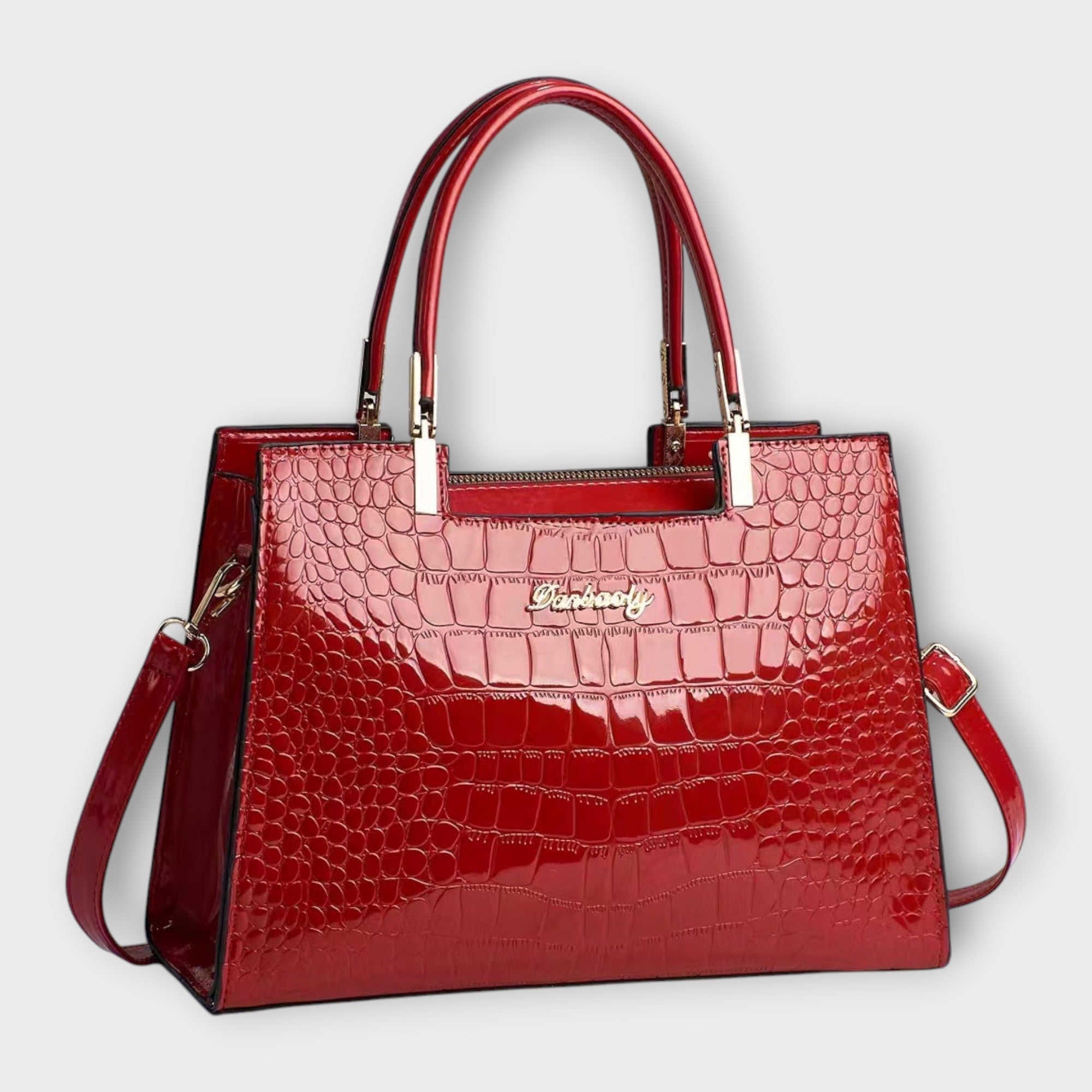 Olivia - Luxe Glossy Crocodile-Pattern Handbag