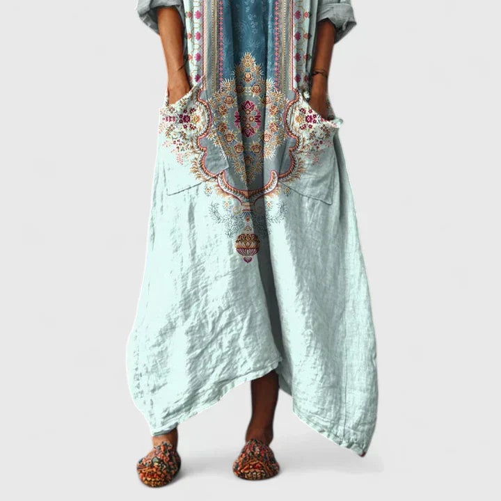 Elodie Embroidered Relaxed-Fit Midi Dress