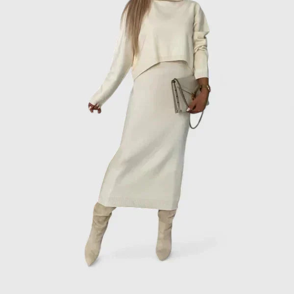 Chrystahl | Chic Dress and Turtleneck Sweater Set for Effortless Style