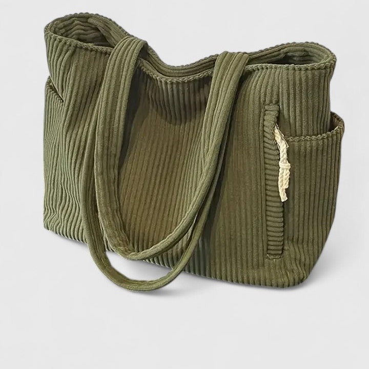 Liorane Luxurious Ribbed Tote Bag with Cord Detailing