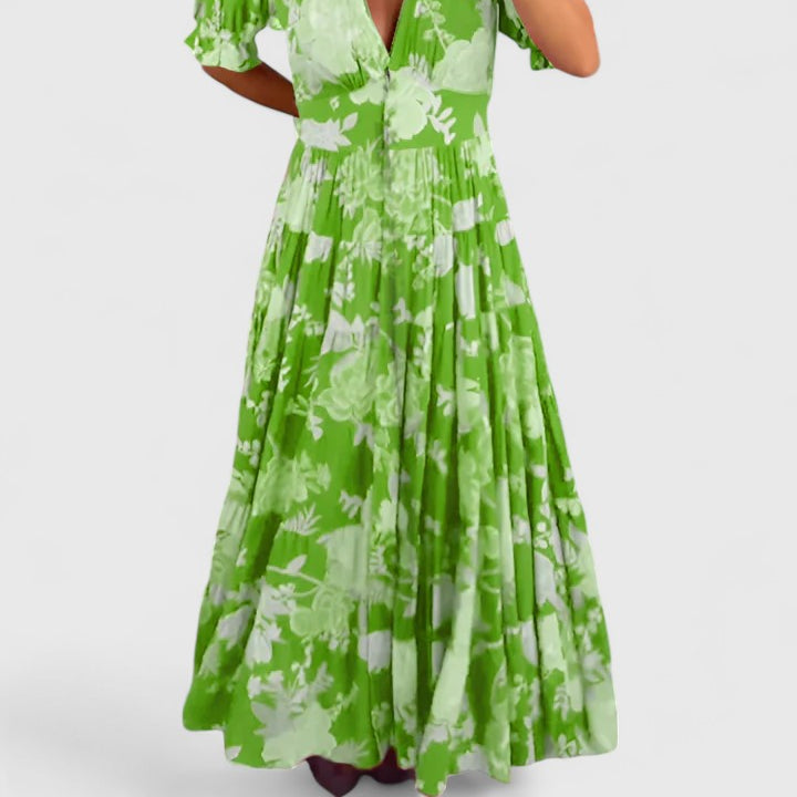 Minelda | Sophisticated Floral V-Neck Dress