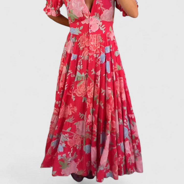 Minelda | Sophisticated Floral V-Neck Dress