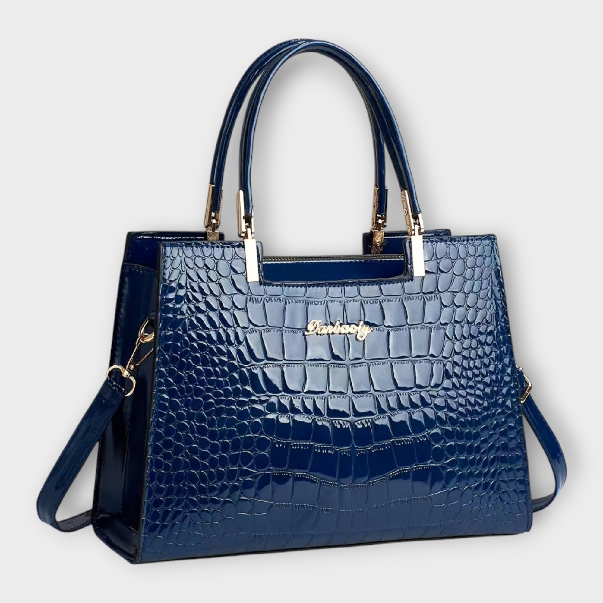 Olivia - Luxe Glossy Crocodile-Pattern Handbag