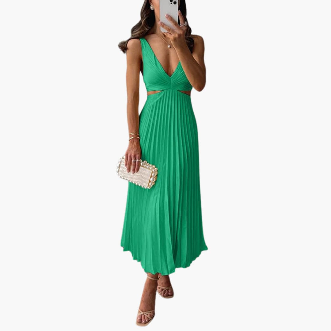 Elegant Pleated Neckline Dress