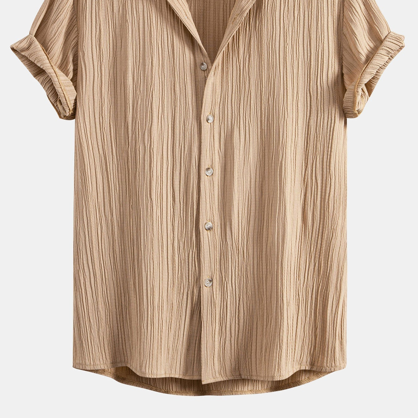 Crinkled-Textured Button-Up Shirt