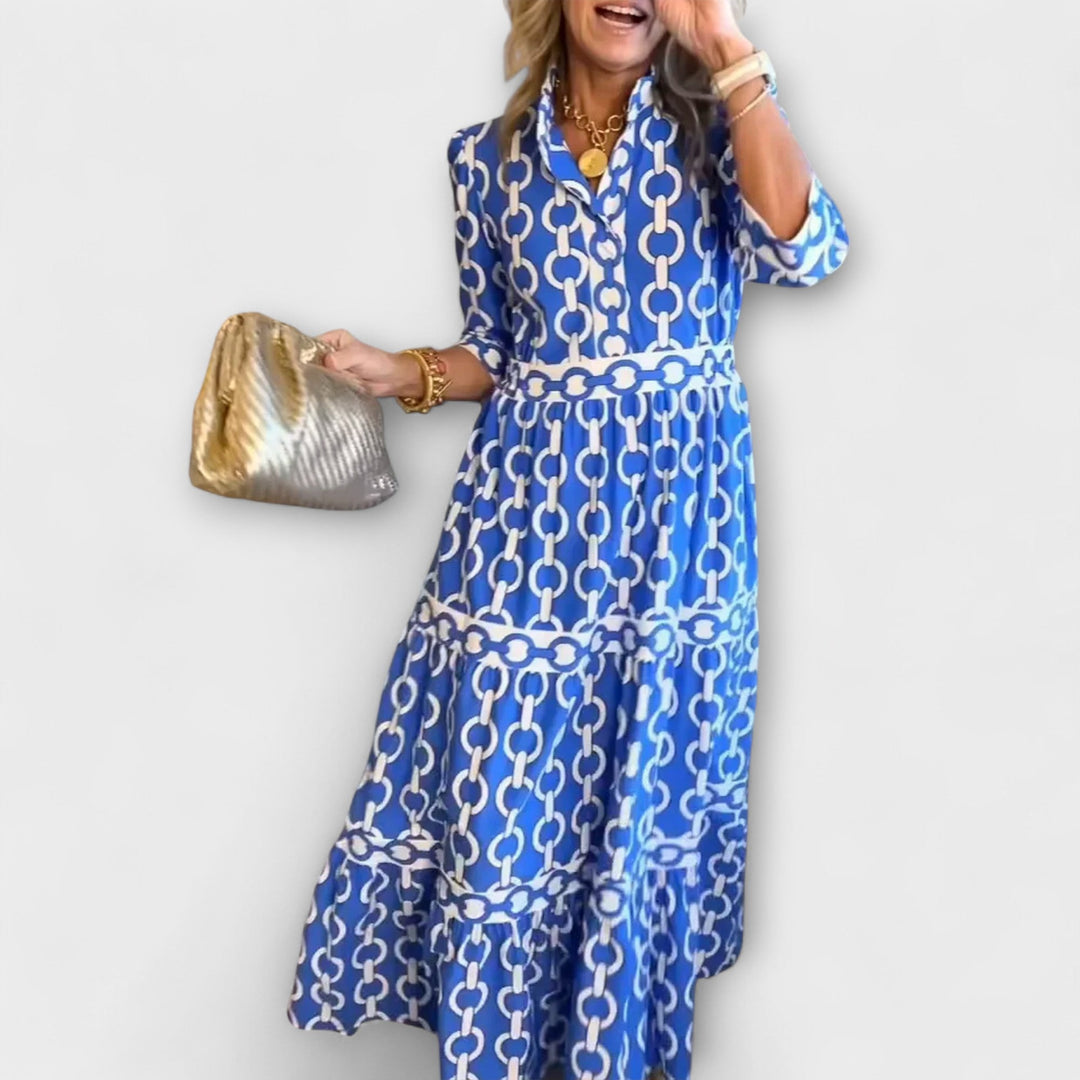 Chain-Print Midi Dress