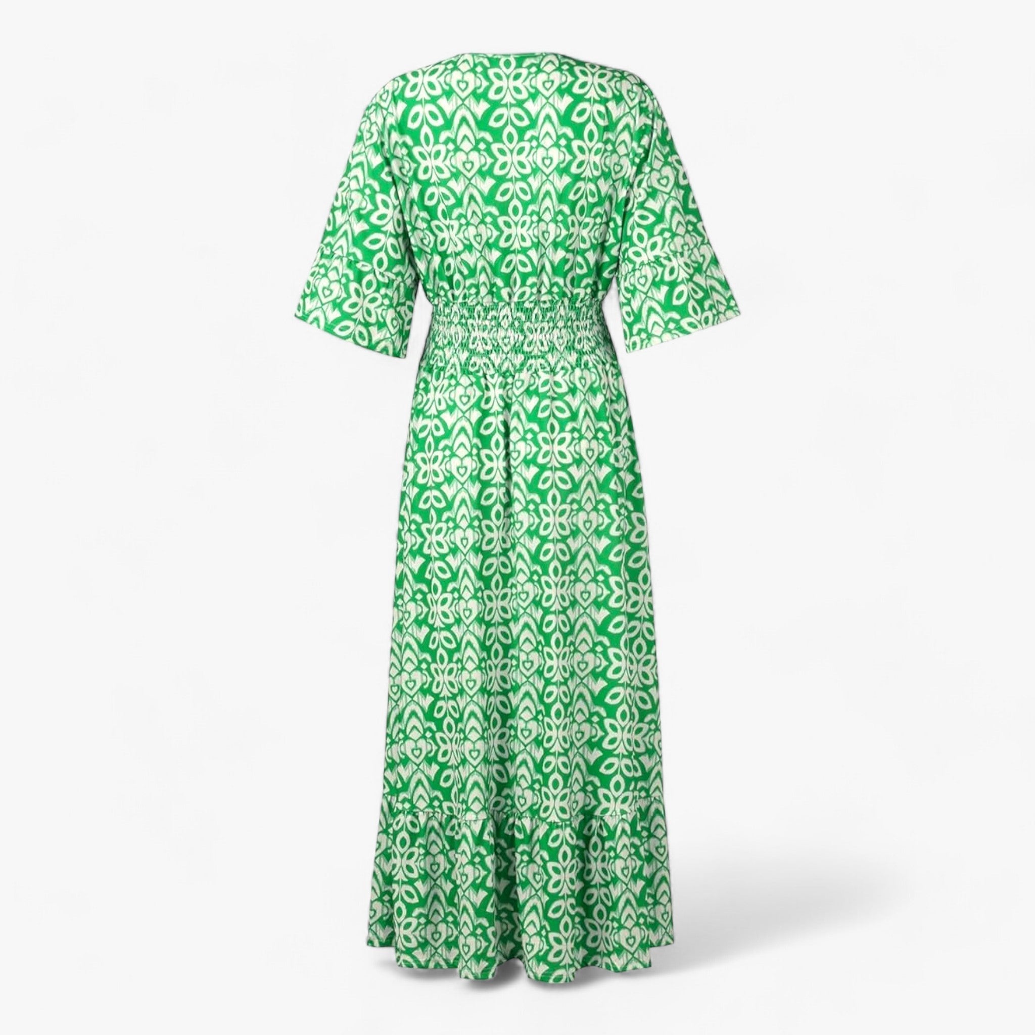 Flora | Beautiful V-neck dress with a large floral print – Perfect for beach vacations