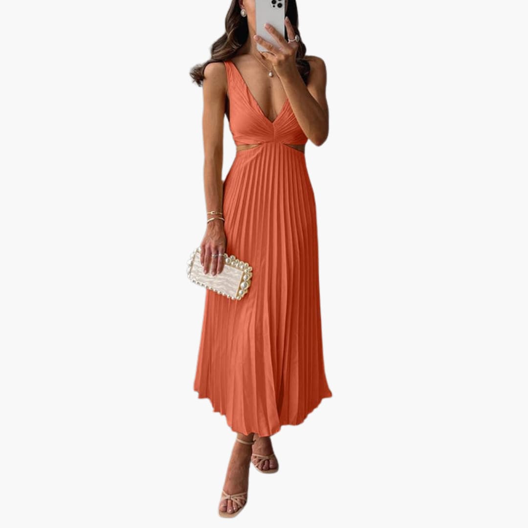 Elegant Pleated Neckline Dress