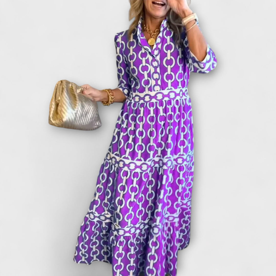 Chain-Print Midi Dress