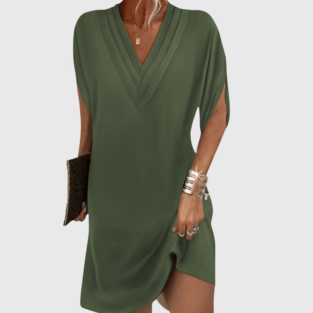 V-Neck Dress – Flattering Silhouette & Waist-Defining Fit