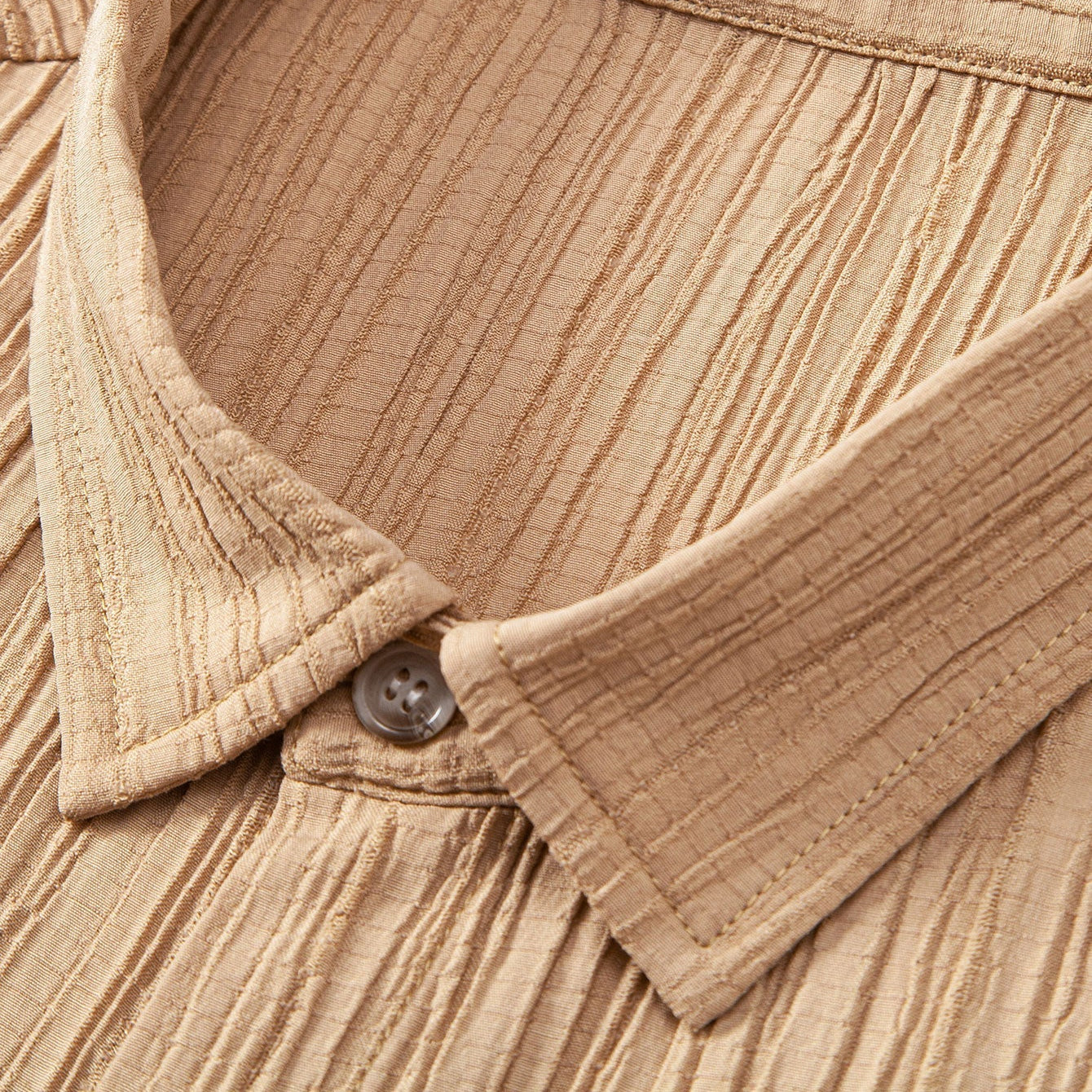 Crinkled-Textured Button-Up Shirt