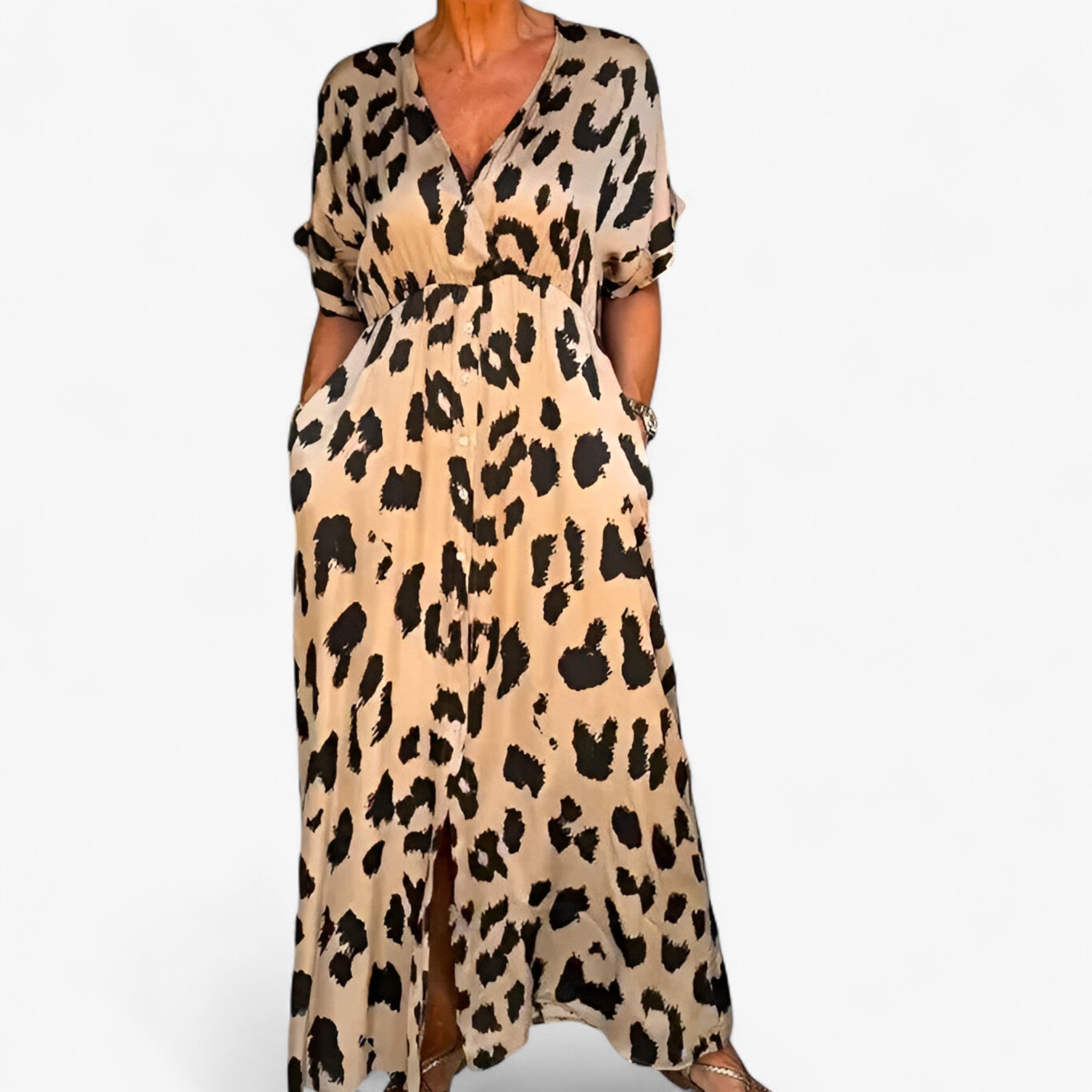 Carmen | Women's Leopard Print Maxi Dress – Elegant, flattering and comfortable