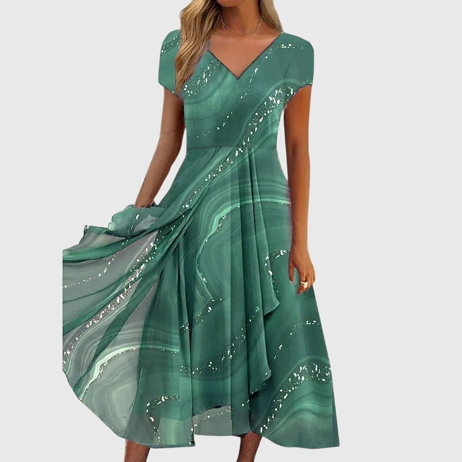 Aubrielle Flowing Midi Dress - Effortless Elegance in a Flowy Silhouette
