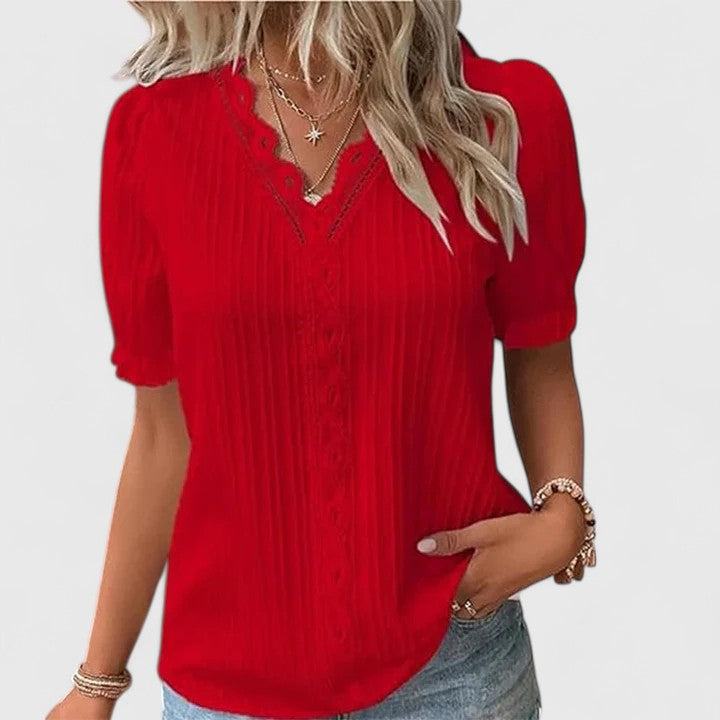 Avienne | Elegant V-Neck Blouse for Effortless Style