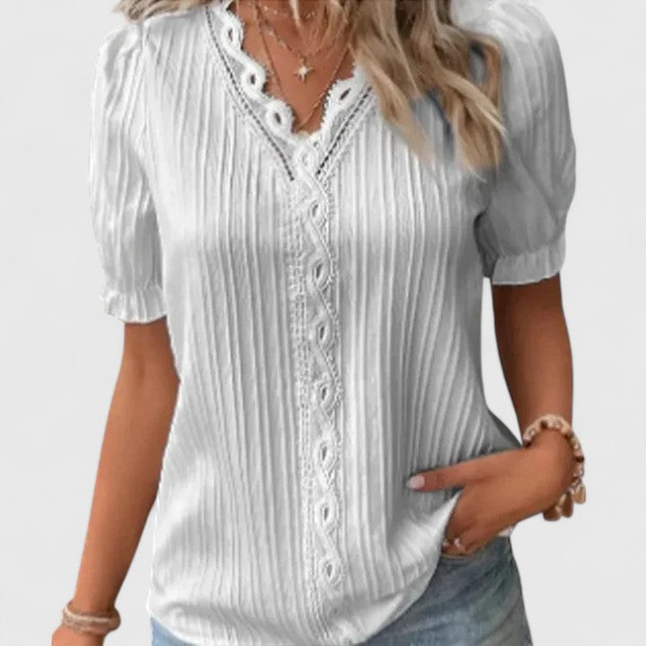Avienne | Elegant V-Neck Blouse for Effortless Style