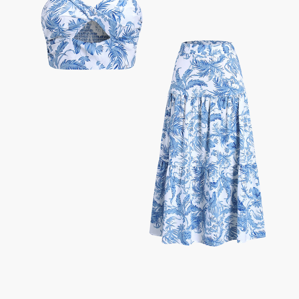 Seaside Joy Print Twist Detail Skirt Set