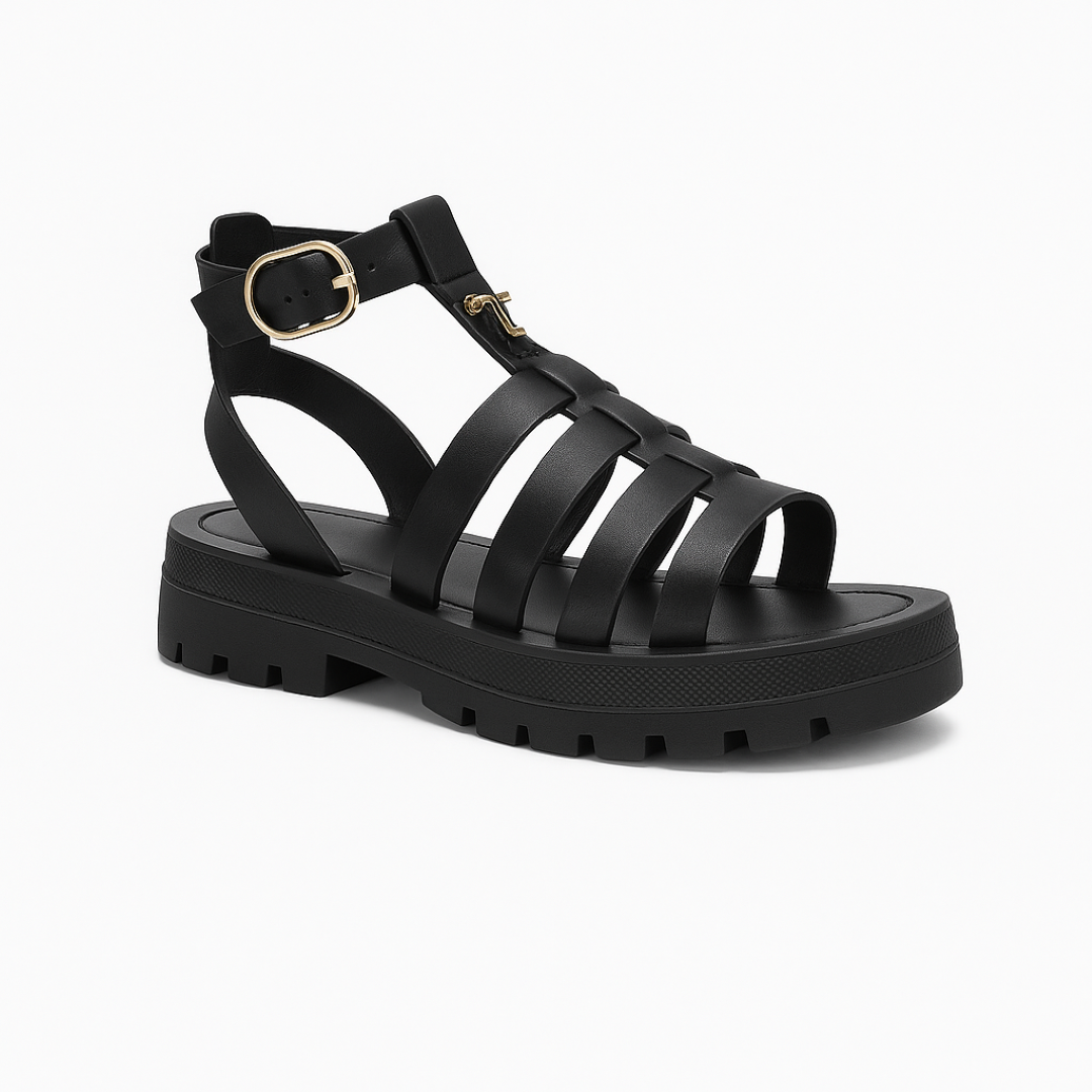 Maggie | Gladiator sandal with gold buckle and cushioned insole
