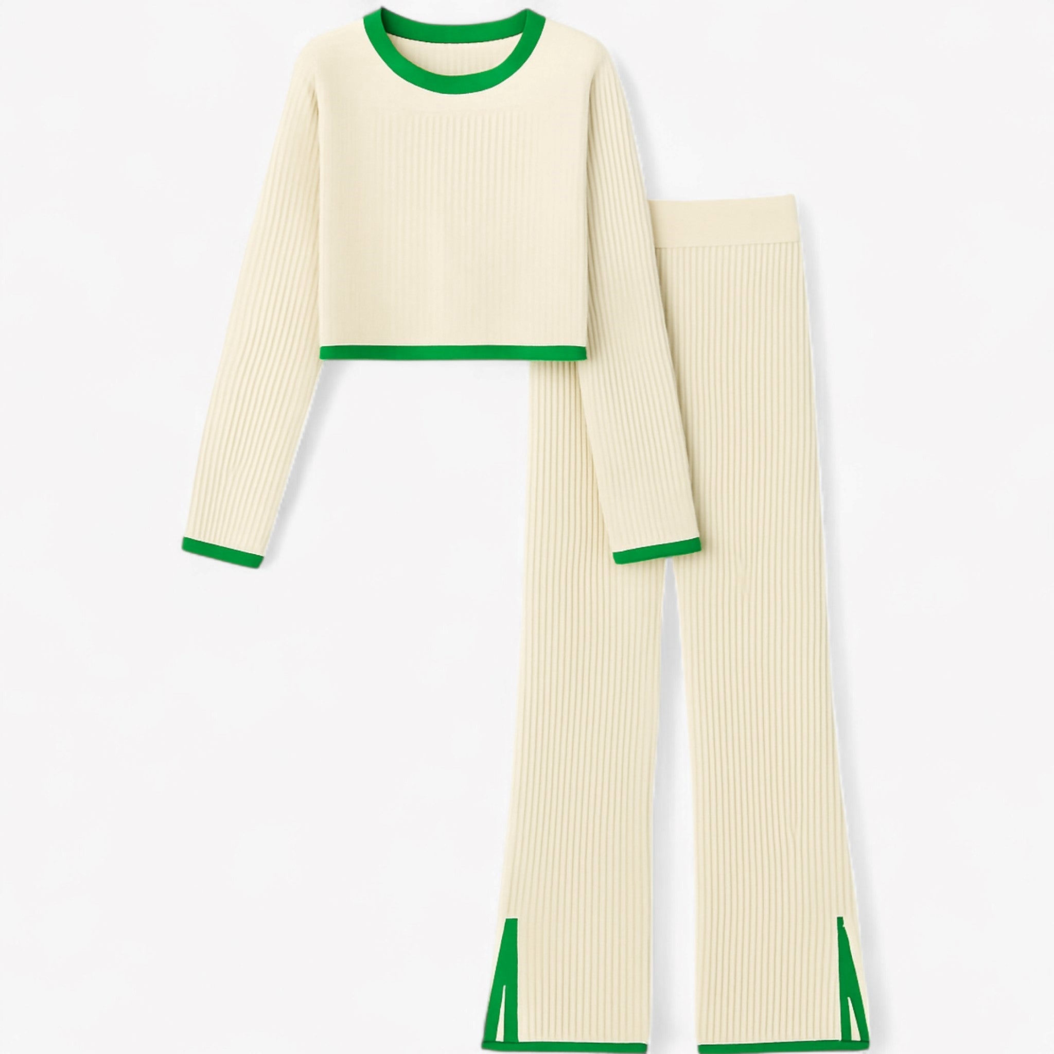 Hannah | 2-piece ribbed lounge set with contrast details