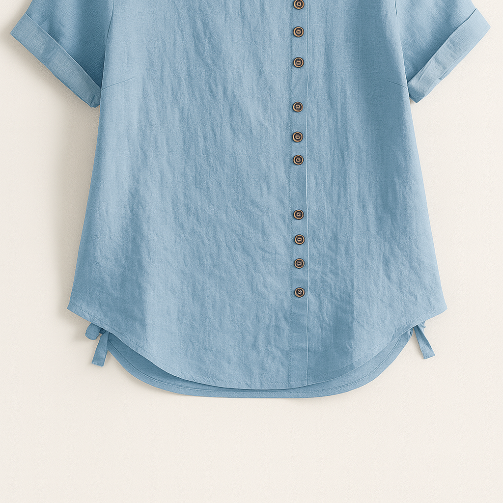 Ladies' Linen Button-Front Blouse - Lightweight, Breathable and Elegant