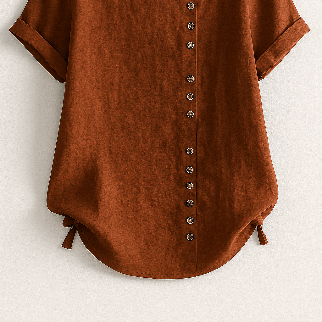 Ladies' Linen Button-Front Blouse - Lightweight, Breathable and Elegant