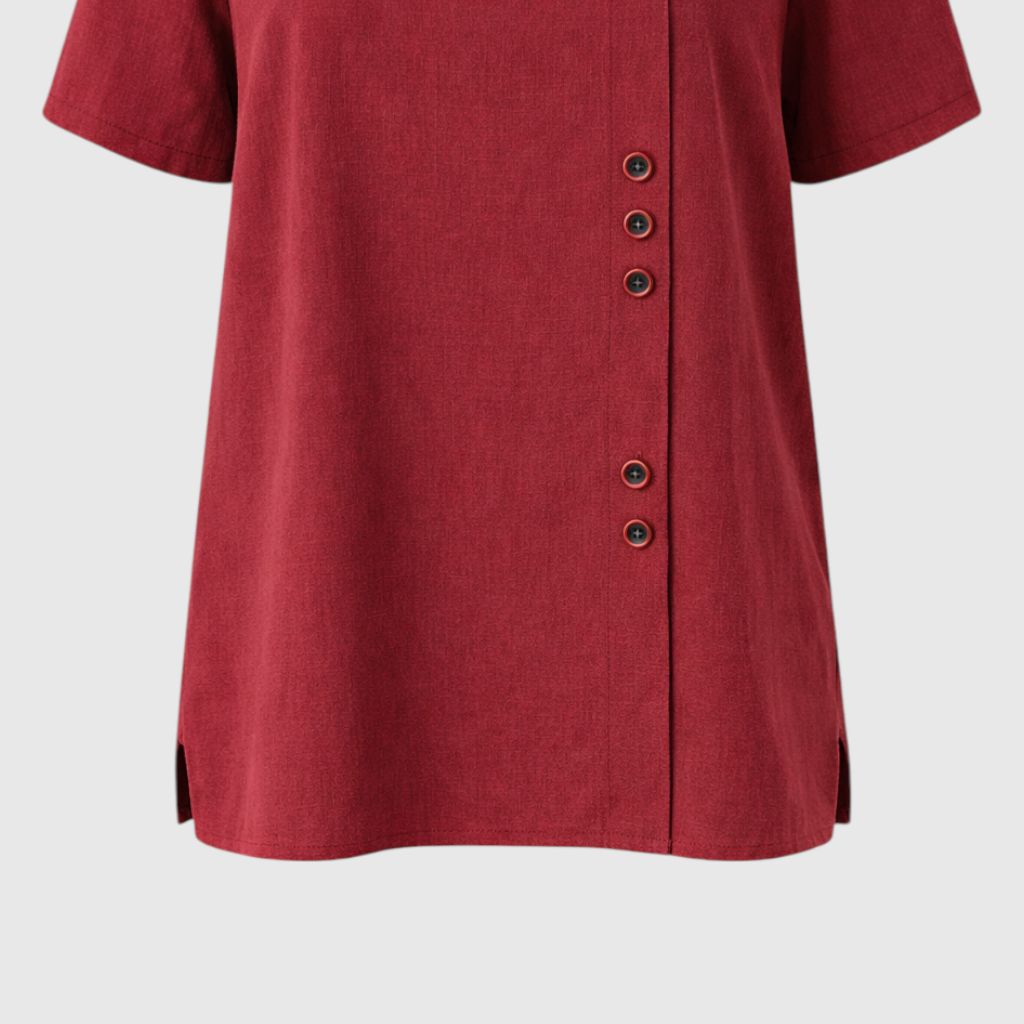Elegant Women's Linen Blouse with Button-Front Closure