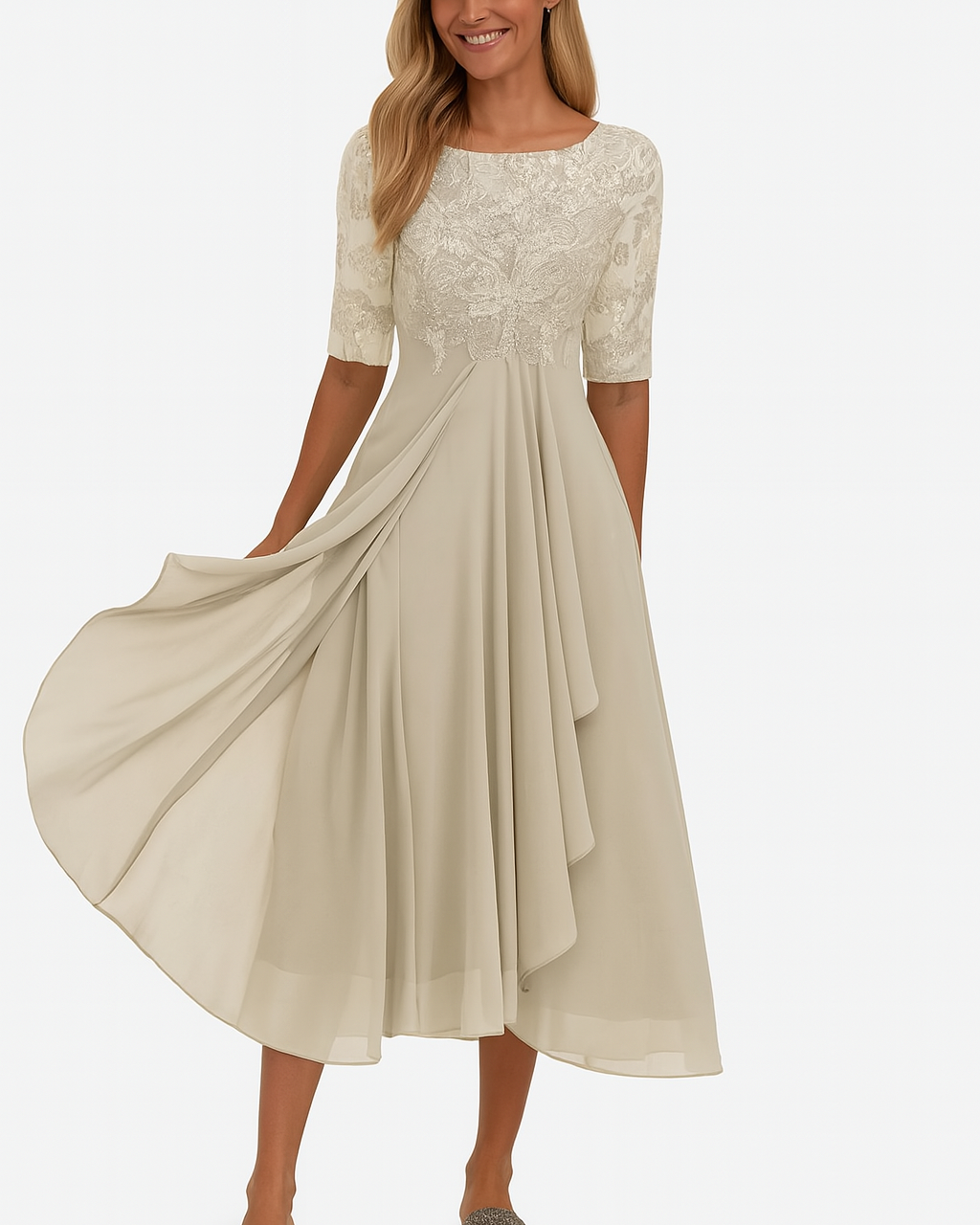 Elegant lace chiffon dress for women | Marielle 0