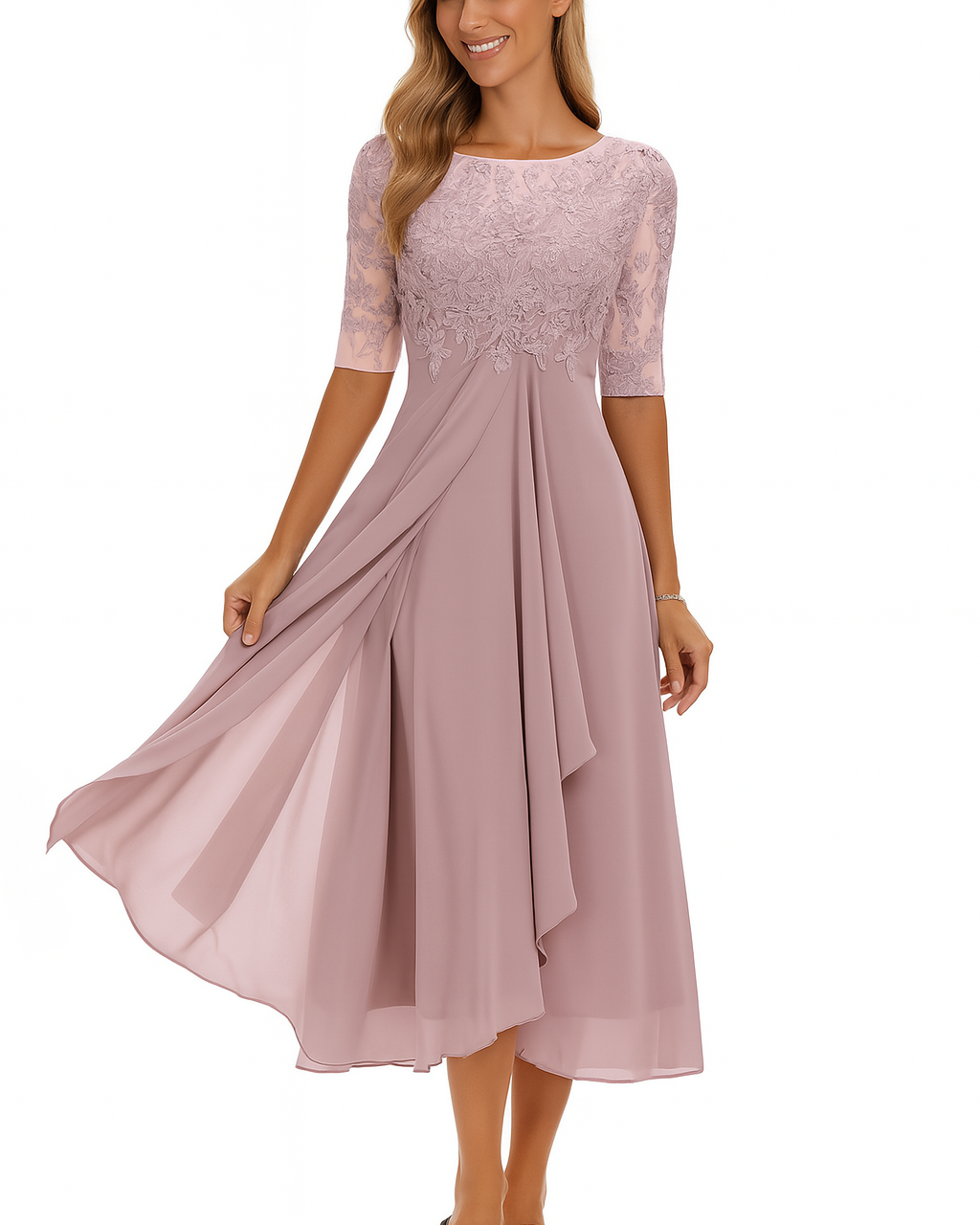 Elegant lace chiffon dress for women | Marielle 1