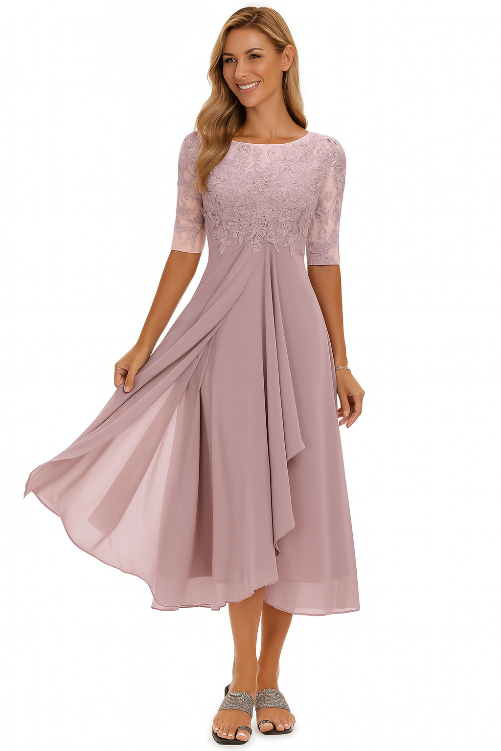 Elegant lace chiffon dress for women | Marielle 1
