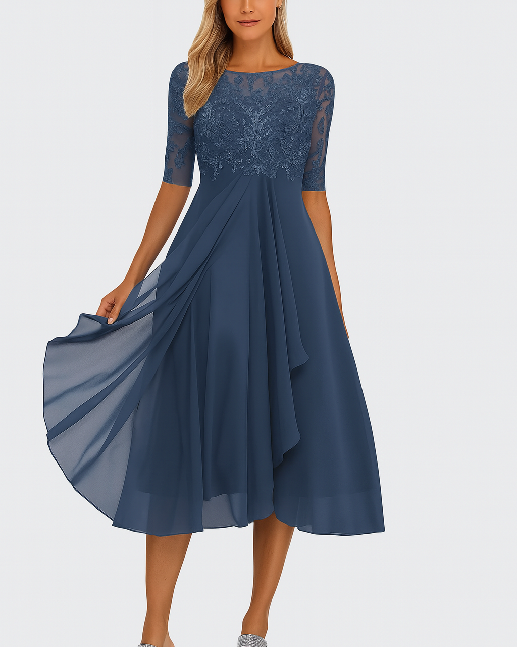 Elegant lace chiffon dress for women | Marielle 3